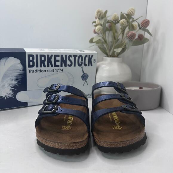 Birkenstock Florida BS Slide Sandal Graceful Insignia Blue Women 5/Men 3 NWB - Picture 2 of 10